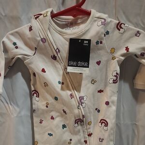 Okie Dokie Kids One Piece - White with Multicolor Print